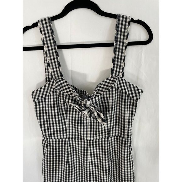 Tanya Taylor Rosalind Gingham Wide-Leg Jumpsuit Women's Size 4 V-Neck Casual