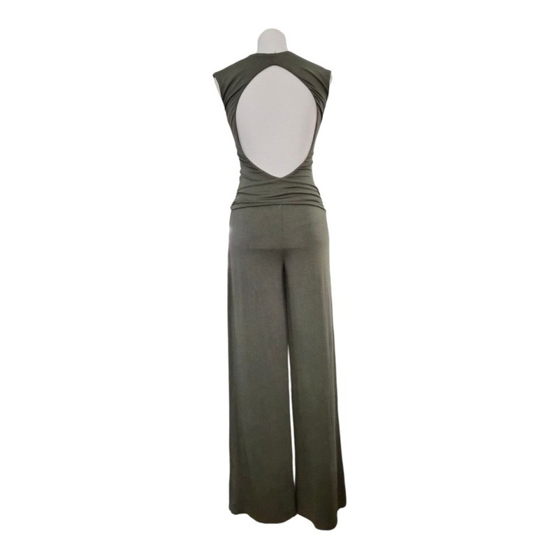 Tart Collections Olive Green Sleeveless Wide Leg Jumpsuit XS Modal Blend Fall