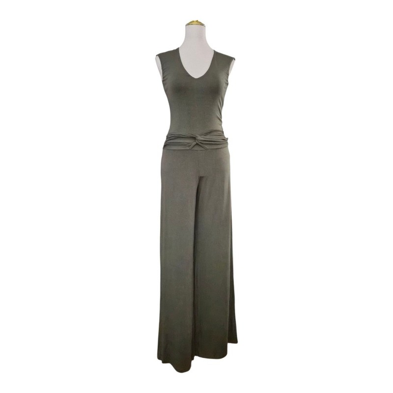 Tart Collections Olive Green Sleeveless Wide Leg Jumpsuit XS Modal Blend Fall