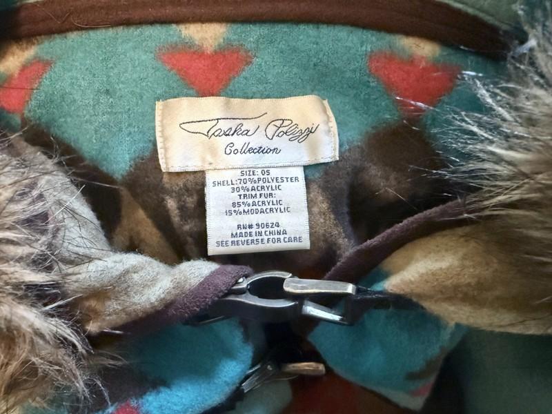 TASHA POLIZZI Poncho Navajo Blanket Topper With Fur Hood O/S - NTSF