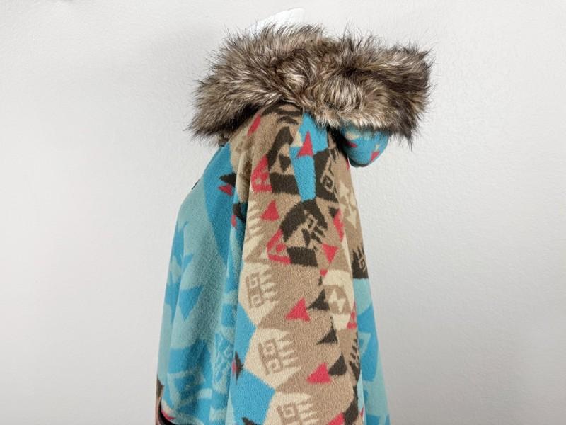 TASHA POLIZZI Poncho Navajo Blanket Topper With Fur Hood O/S - NTSF