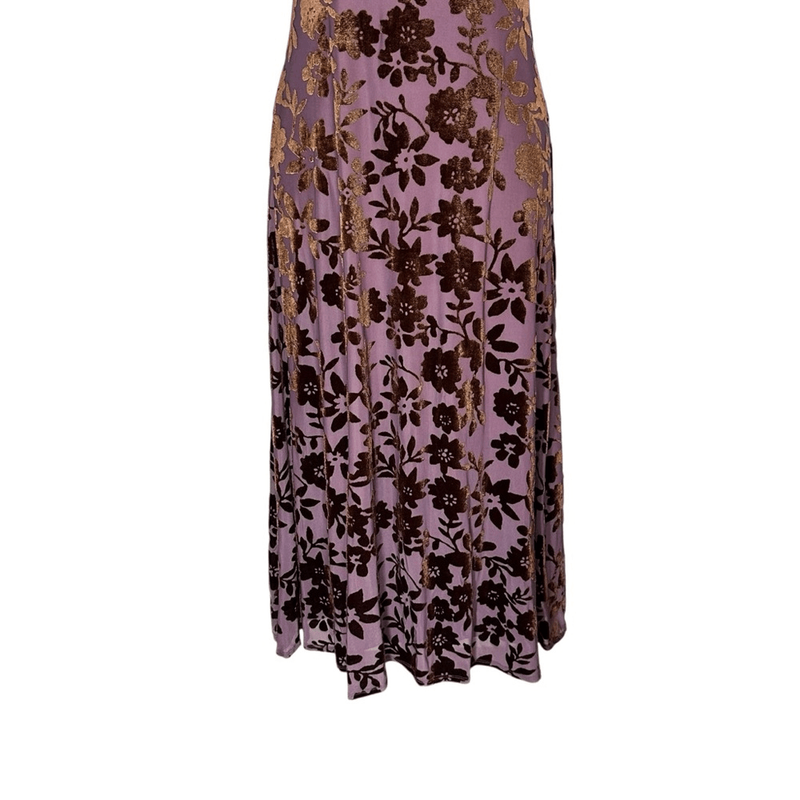 Taylor Plum Velvet Burn-out V Neck Floral Midi Dress 6