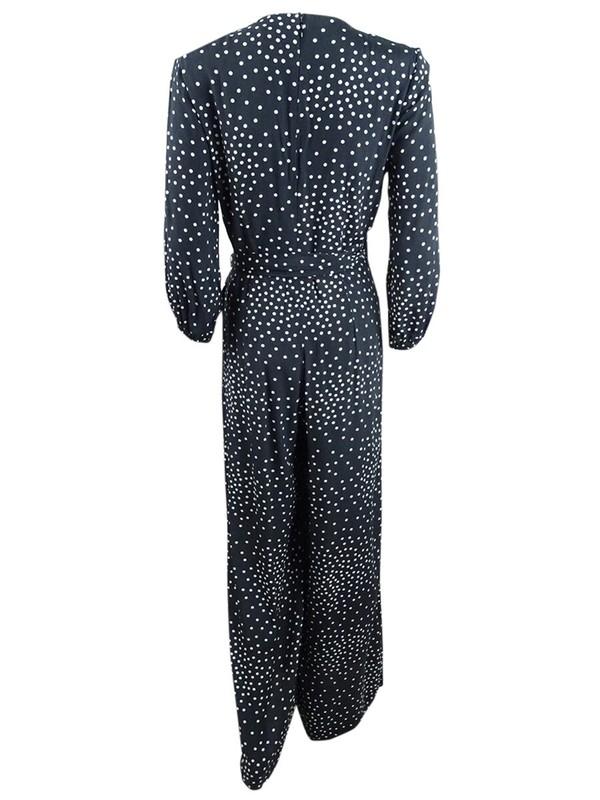 Taylor Women's Polka-Dot Surplice Jumpsuit (6 Black/Ivory)