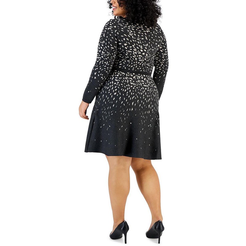 Taylor Womens Pattern Knit Sweaterdress Plus BHFO 2429