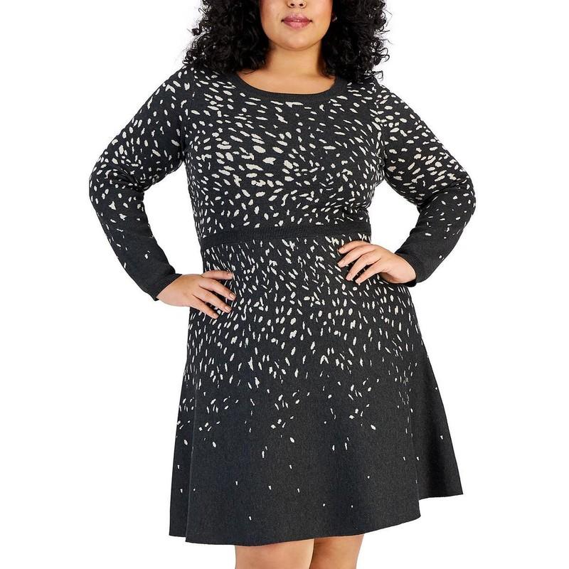Taylor Womens Pattern Knit Sweaterdress Plus BHFO 2429