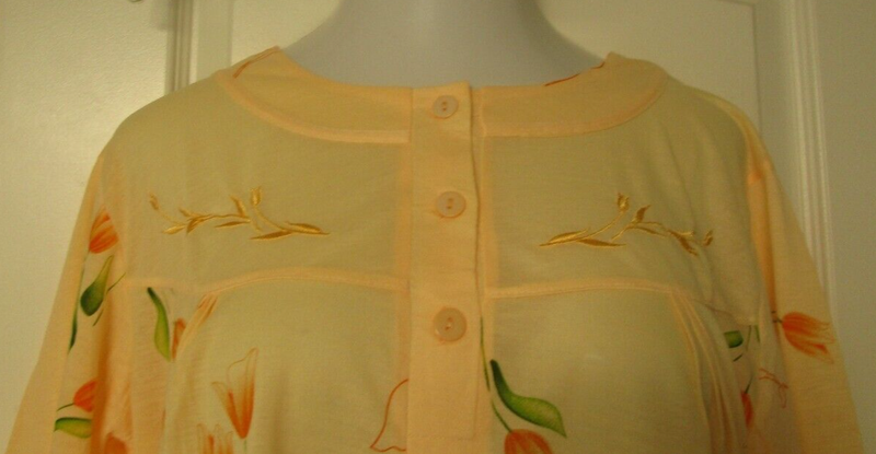 TC Fashion Yellow Print Nightgown Size Medium Cotton Blend Light Weight