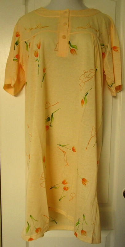 TC Fashion Yellow print Nightgown Size Medium Cotton Blend Light Weight