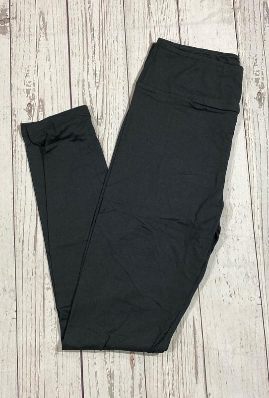 TC LuLaRoe Leggings Women Solid Black Size Tall & Curvy 12-18 VIETNAM 143-35