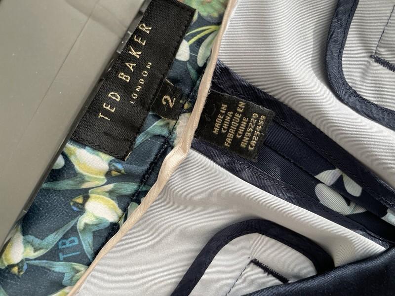 Ted Baker Trouser Spring Meadow Floral Dark Blue Pants Women Size 2