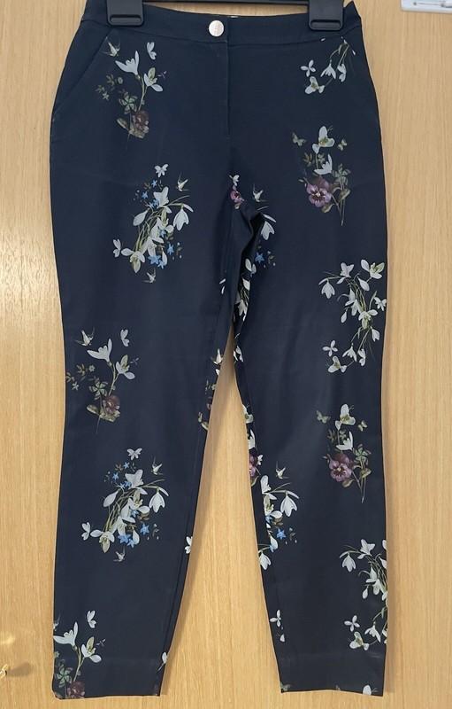 Ted Baker Trouser Spring Meadow Floral Dark Blue Pants Women Size 2
