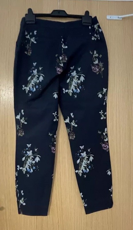 Ted Baker Trouser Spring Meadow Floral Dark Blue Pants Women Size 2