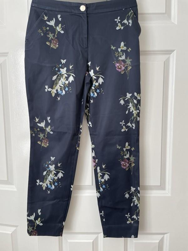 Ted Baker trouser Spring Meadow Floral Dark Blue Pants Women Size 2