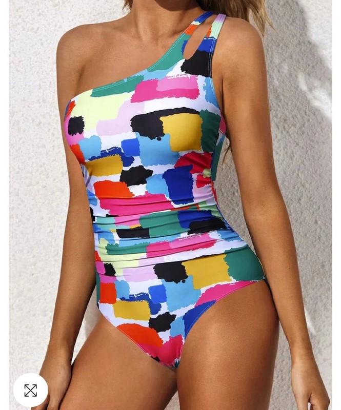 Tempt Me Women’s One Piece Tummy Control One Shoulder Bathing Suit Size Medium