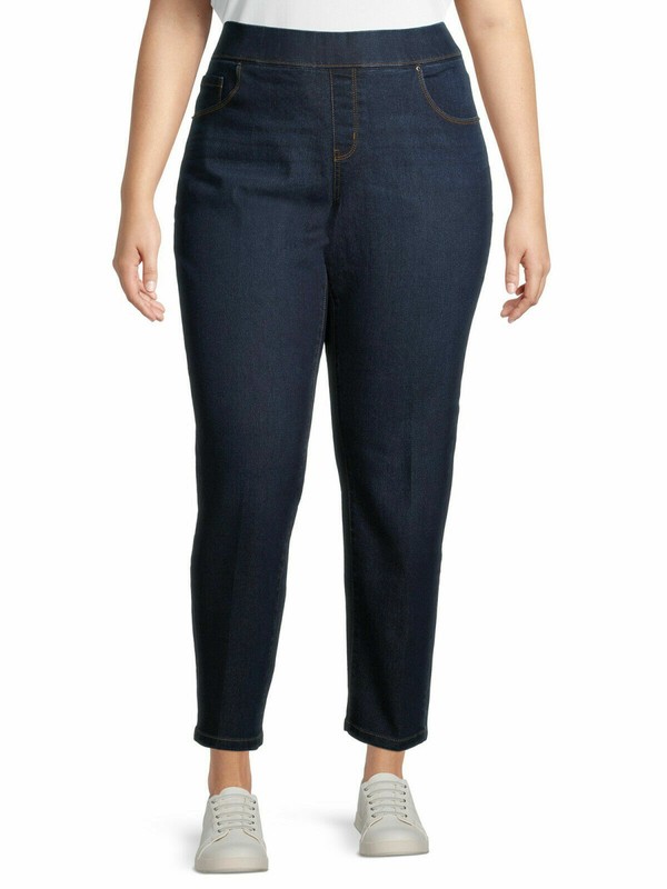 Terra & Sky /Jack David Women's Plus Size Blue Pull On Denim Jean Pants/Short