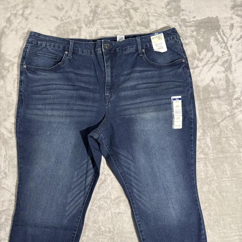 Terra Sky PLUS Womens Skinny Jeans 24W PETITE Blue Dark Wash Comfy High Rise NWT