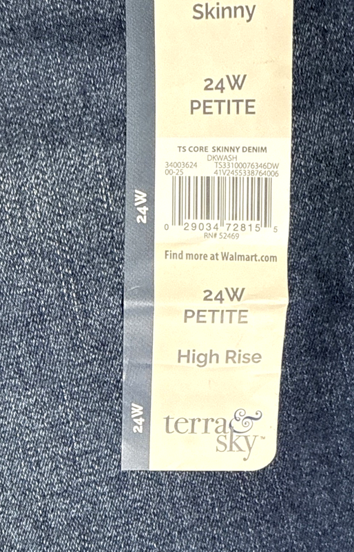 Terra Sky PLUS Womens Skinny Jeans 24W PETITE Blue Dark Wash Comfy High Rise NWT
