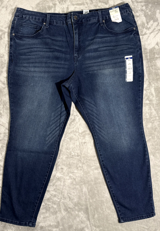 Terra Sky PLUS Womens Skinny Jeans 24W PETITE Blue Dark Wash Comfy High Rise NWT