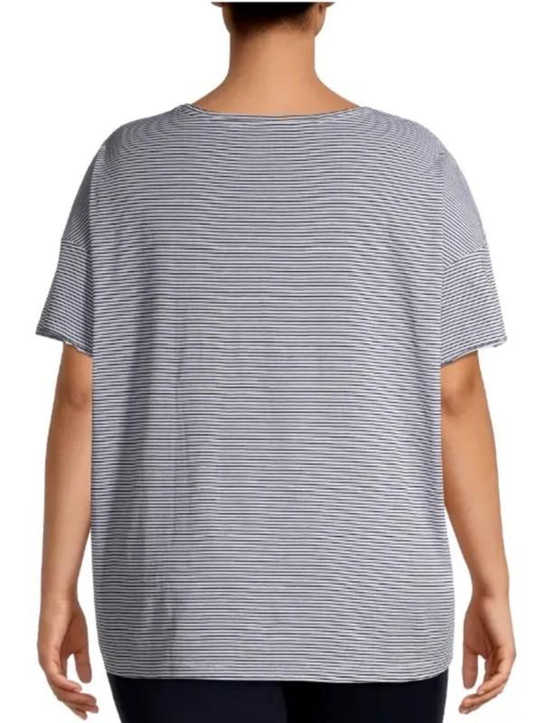 Terra & Sky Relaxed Fit Stripe Crew Neck Short Sleeve Tee Shirt Sz 2x (20w-22w)