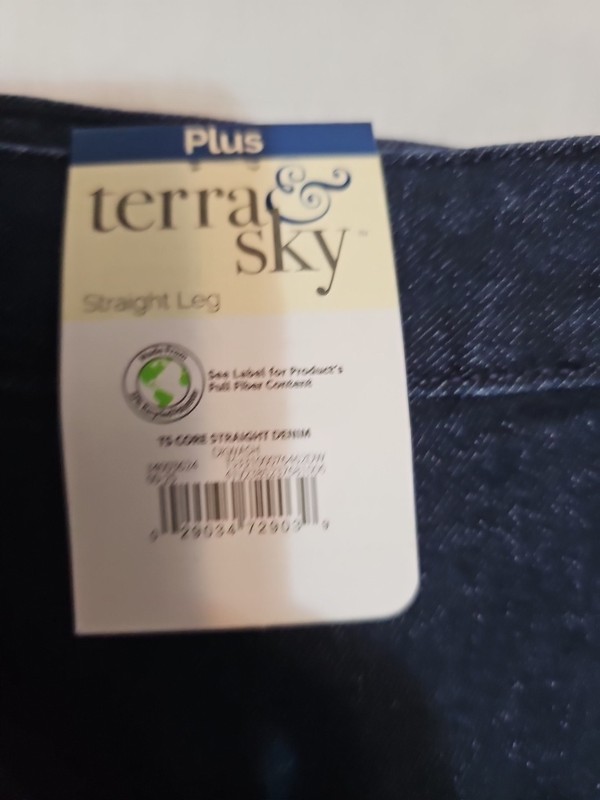 Terra & Sky Strech Plus Straight Legs Petite Jeans DKWASH 24W