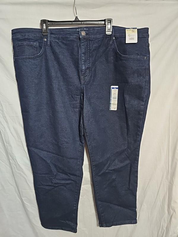 Terra & Sky Strech Plus Straight Legs Petite Jeans DKWASH 24W