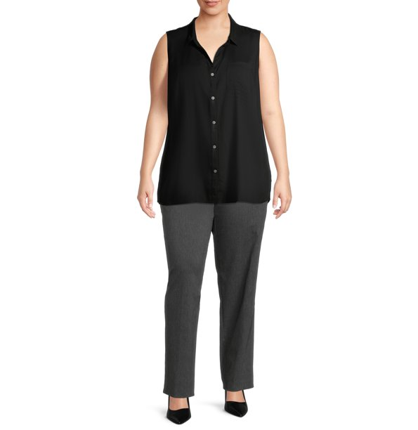 Terra & Sky Women's Plus Size Straight Millennium Pull On Pant