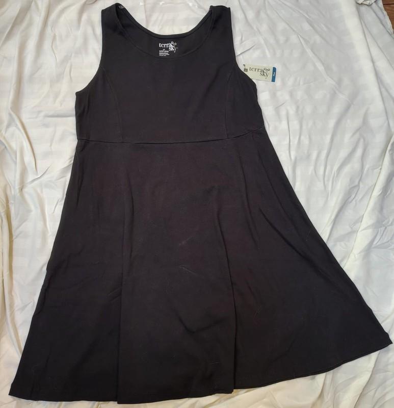 TERRA & SKY WOMENS SKATER SKIRT DRESS SIZE 3X (24W-26W) NEW WITH TAGS Black