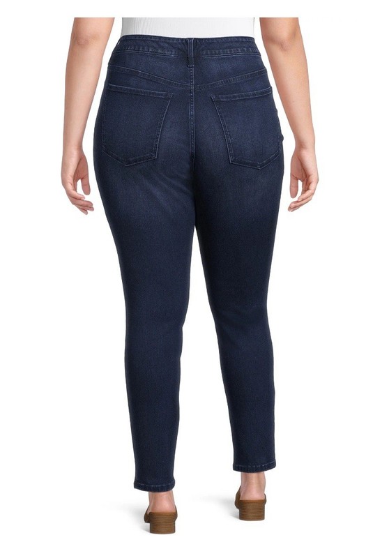 TerraSky PLUS Women’s Skinny Jeans 18W PETITE Blue Dark Wash High Rise NWT