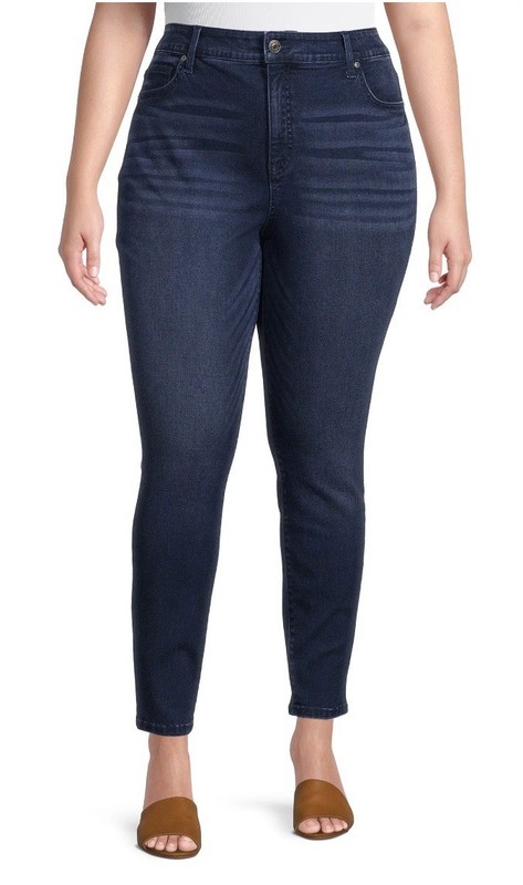 TerraSky PLUS Women’s Skinny Jeans 18W PETITE Blue Dark Wash High Rise NWT