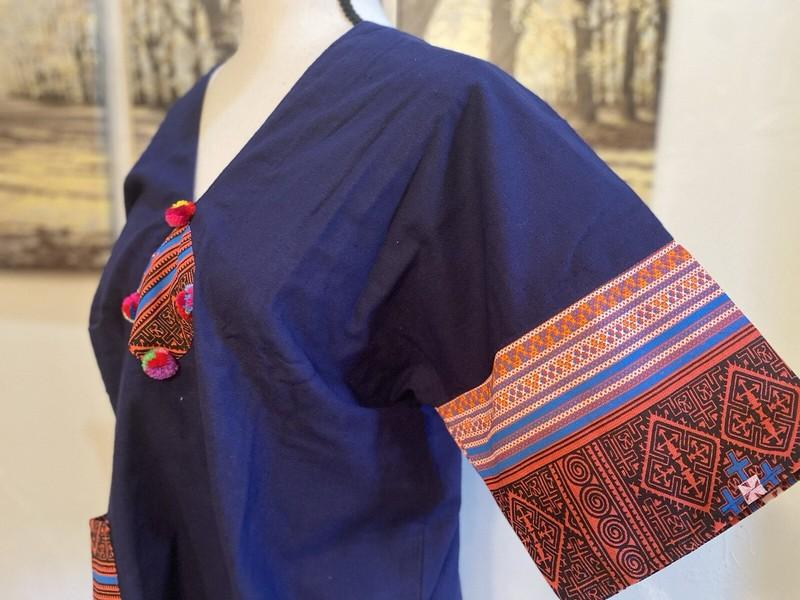 Thai Lanna Shirt Northern Local Folk Design Blouse Women M