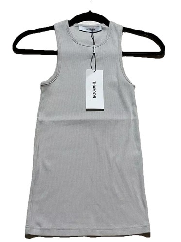 THAKOON Women's Stone Gray Crewneck Tank Top Size-S 100% Cotton New With Tags