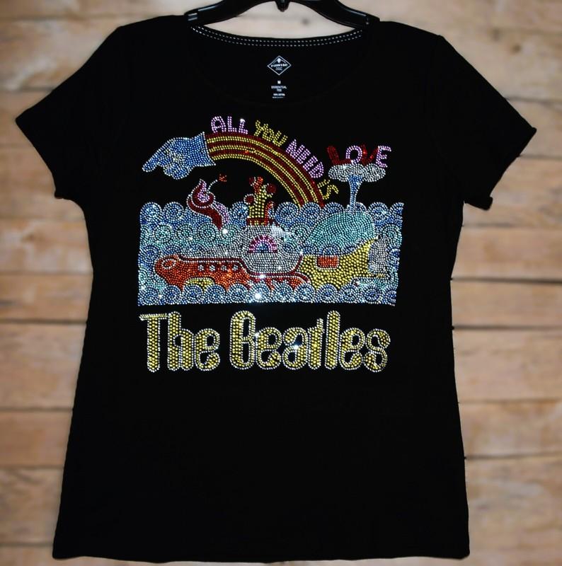 The Beatles rhinestone bling shirt or tank XS S M L XL XXL 1X 2X 3X 4X 5X