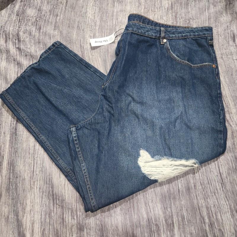 The Drop Women's Luca High Rise Distressed Ankle Crop Jeans Dark Indigo Size 41
