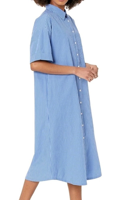 The Drop Women's Size XXL Marla Drop-Shoulder Short-Sleeve Midi Shirt Dress