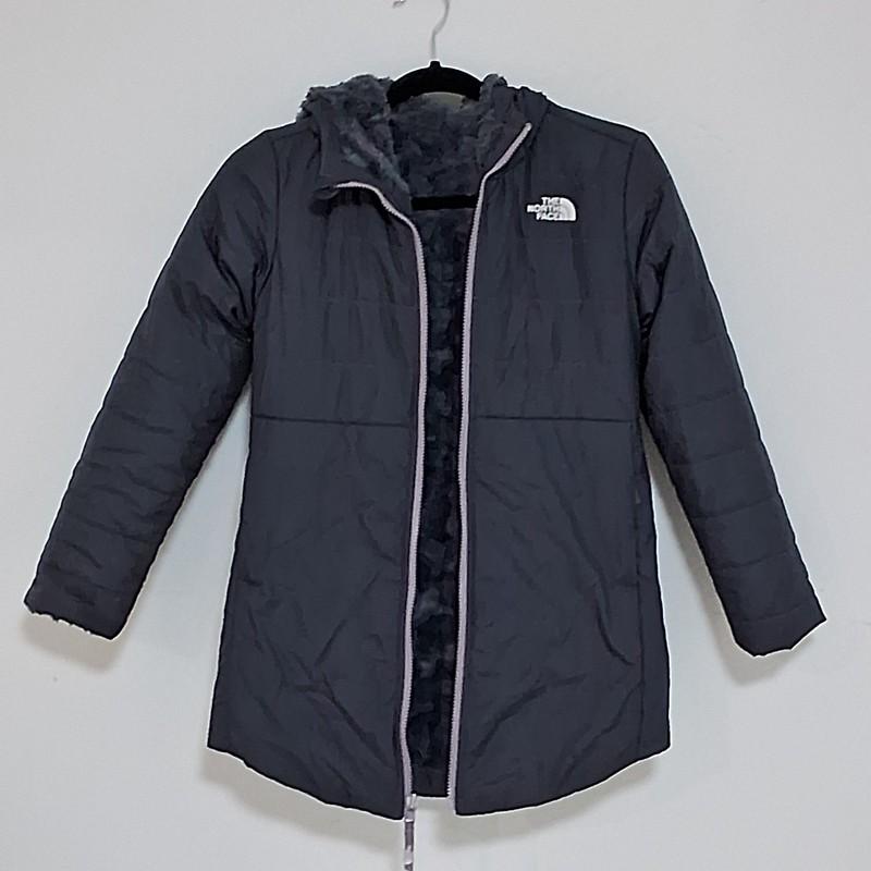 The North Face Girl's Reversible Mossbud Jacket Grey Size Medium 10-12