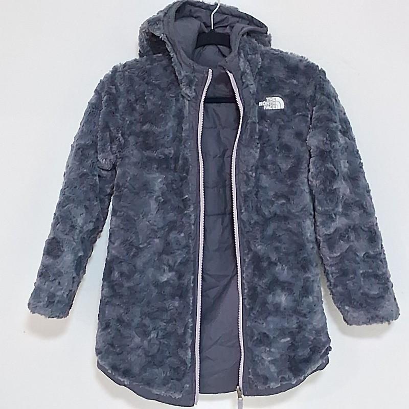 The North Face Girl's Reversible Mossbud Jacket Grey Size Medium 10-12