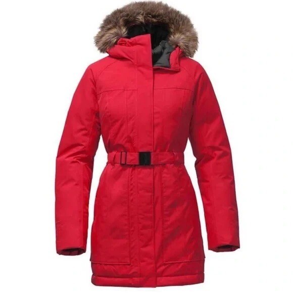 The North Face Size XS Women's Brooklyn Belted Down Jacket RED