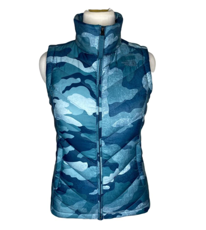 The North Face Women's Alpz 2.0 Mallard Blue Camo 550 Down Puffer Vest Xs/S/L