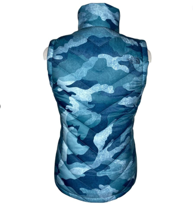 The North Face Women's Alpz 2.0 Mallard Blue Camo 550 Down Puffer Vest Xs/S/L
