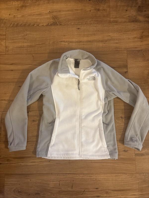 The North Face Women’s Zip Up Fleece Jacket White & Gray - Size Medium