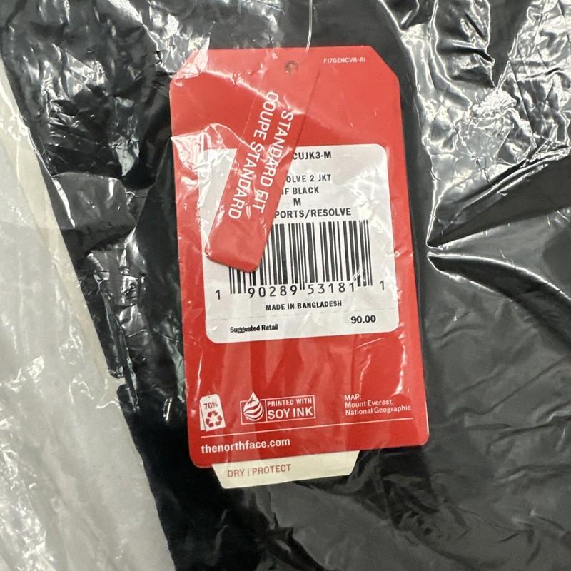 THE NORTH FACE WOMENS RESOLVE 2 HOODED JACKET -A2VC - TNF BLACK- MEDIUM -NWT