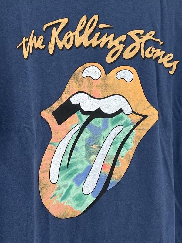 The Rolling Stones Sz XL Orange Lip Tie Dye Band T-shirt Navy Blue