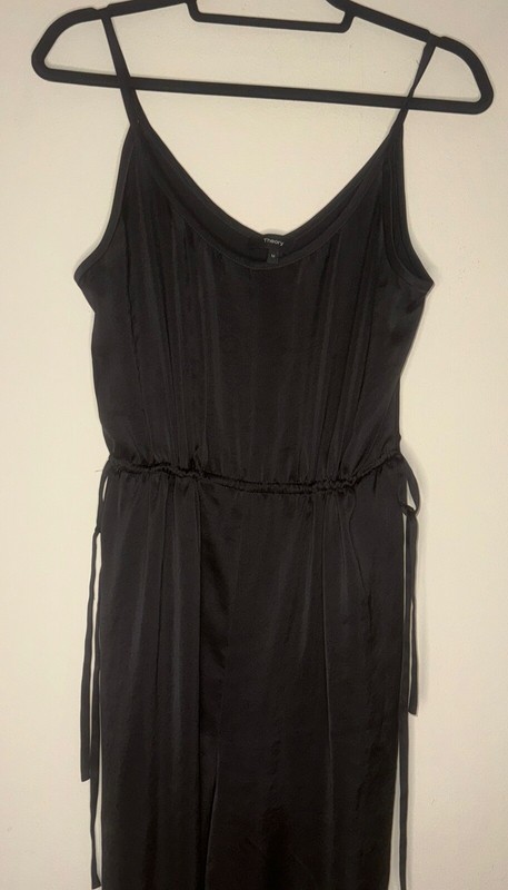 Theory Black Spaghetti String Light Jumpsuit Size M