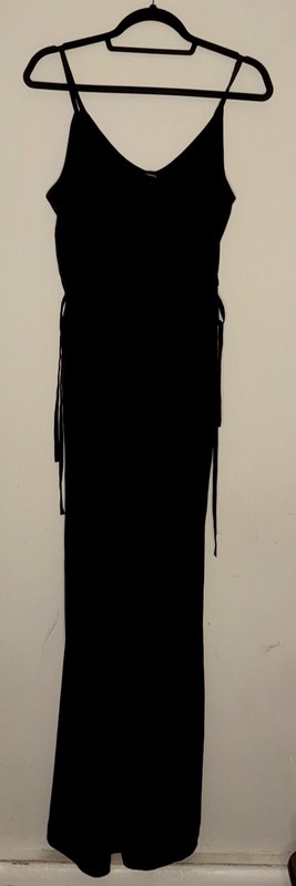 Theory Black Spaghetti String Light Jumpsuit Size M