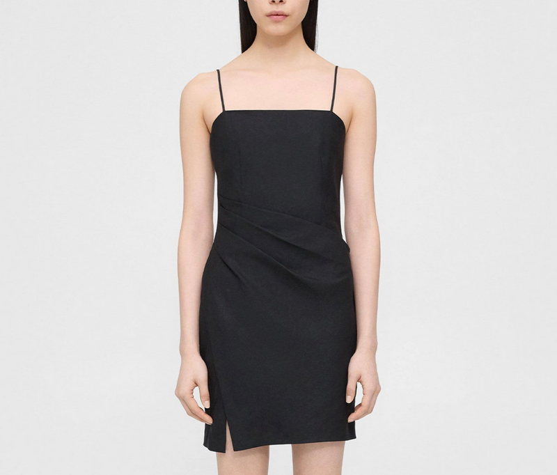 Theory Linen Side Pleat Mini Dress 3A 2527