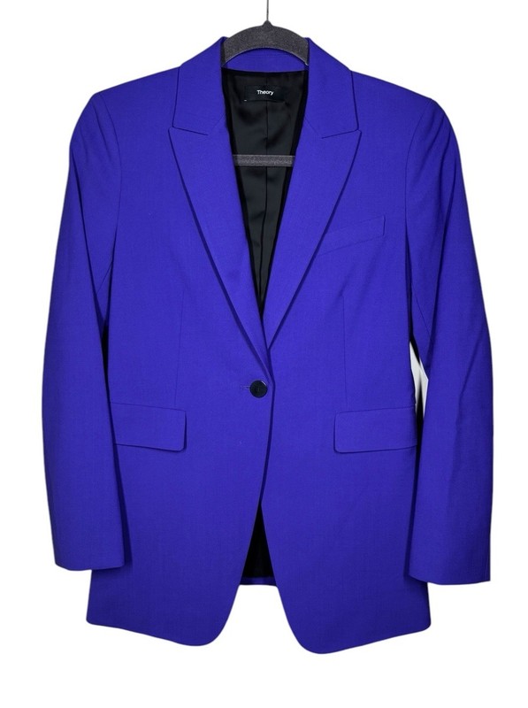 Theory Size 00 FEM Blazer S Blue Iris Traceable Wool 2 Jacket $475