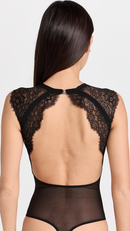 Thistle And Spire Women's Minna Thong Bodysuit Sexy Black XS