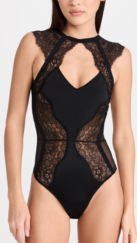 Thistle And Spire Women's Minna Thong Bodysuit Sexy Black XS