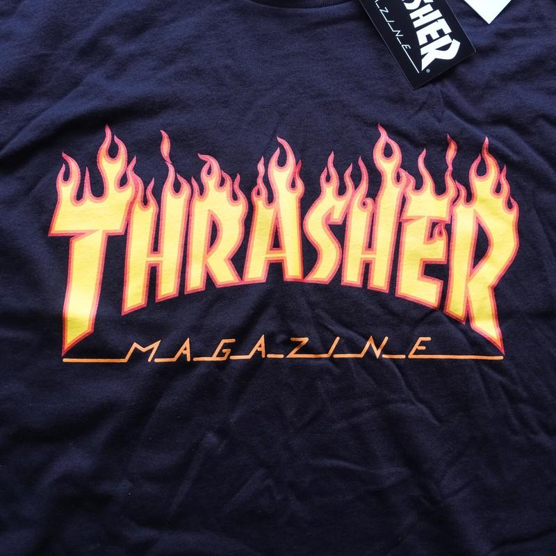 THRASHER Magazine Flame Logo Black Girls BF Tee Medium Sized Tee 100% Cotton