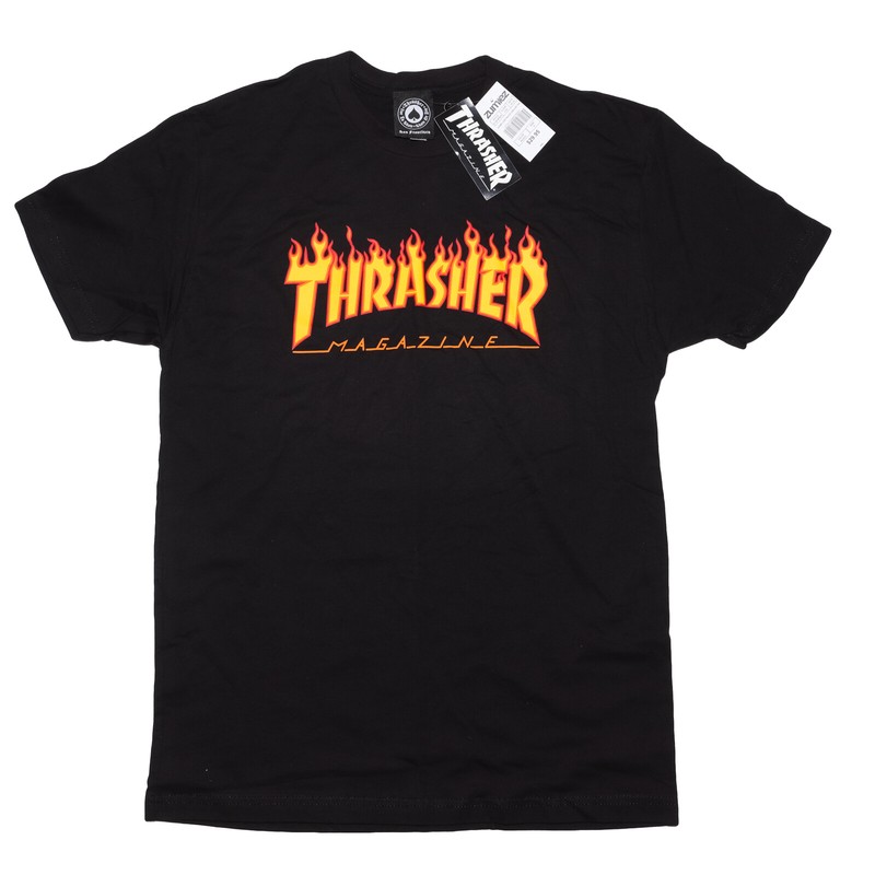 THRASHER Magazine Flame Logo Black Girls BF Tee Medium Sized Tee 100% Cotton