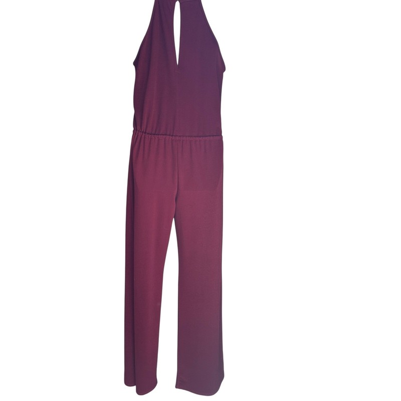 Three Eighty Two Halter Neck Jumpsuit Burgundy Drawstring Waist Wide Leg Small